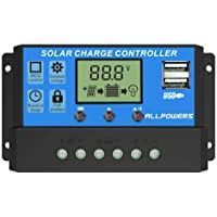 ALLPOWERS 12V-24V Controlador Carga Inteligente Panel Solar 20A Parte USB- Pantalla LED